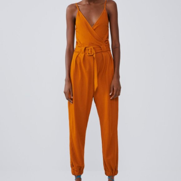Orange zara jumpsuit Clearance